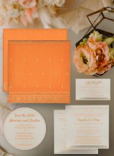 Autumn Orange Wooly Foil Stamped Wedding Card