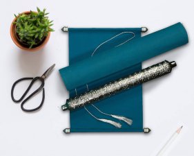 Turquoise Velvet Scroll Wedding Cards Invitations