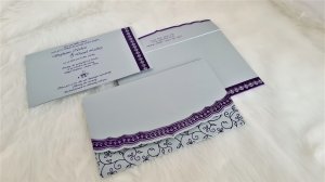 Silver Shimmery Foil Stamped Wedding Invitation