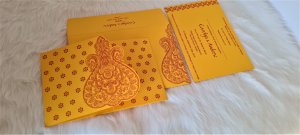Mustard Yellow Paisley Themed Wedding Invitation