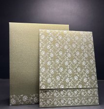 Green Shimmery Floral Themed - Screen Printed Wedding Invitation