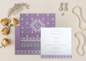 Purple Matte Screen Printed Wedding Invitation