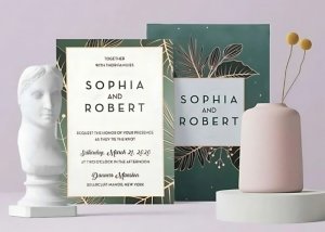White Green Matte Wedding Invitation: Alfresco
