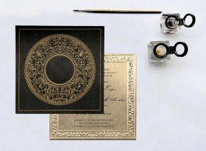 Black Wooly Screen Printed Wedding Card