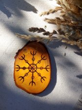 Handmade Helm of Awe Stave on Pine