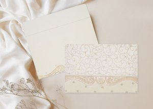 Off-White Matte Embossed Wedding Invitation