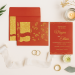 Red Shimmery Embossed Wedding Invitation