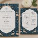 Blue Matte Peacock Themed Wedding Invitation: Indian-Style