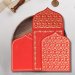 Red Handmade Silk Paisley Themed - Glitter Wedding Invitation
